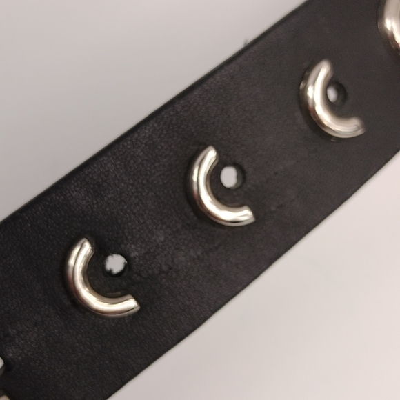 Black Leather Belt With Metal Accents - Picture 8 of 11